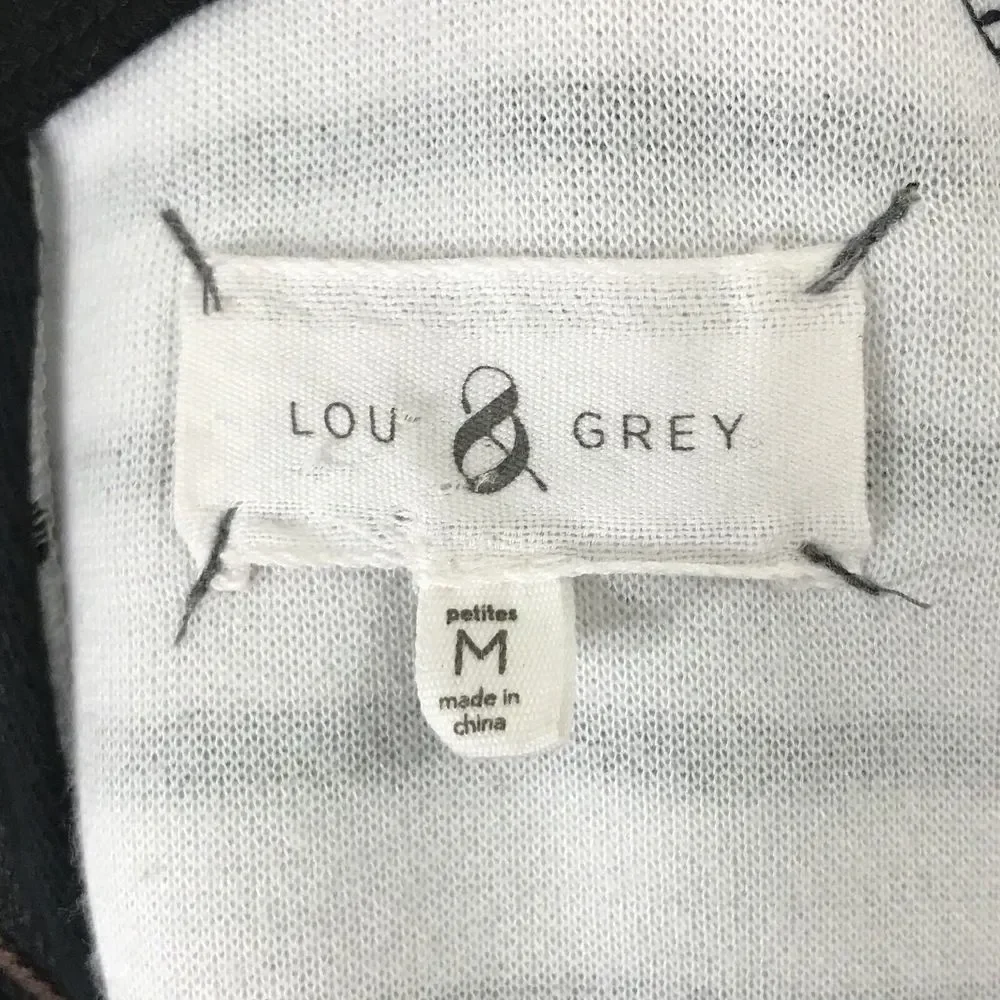 Lou‎ & Grey Knit Tunic Dress Size M Black White Stripe Short Sleeves